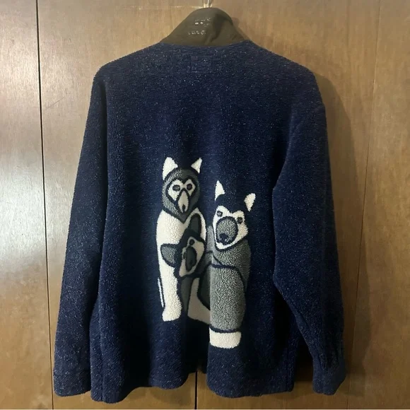 Vintage Marc Tetro Canada Tag Huskies Navy Fleece Wool Jacket Size XL - Picture 2 of 11